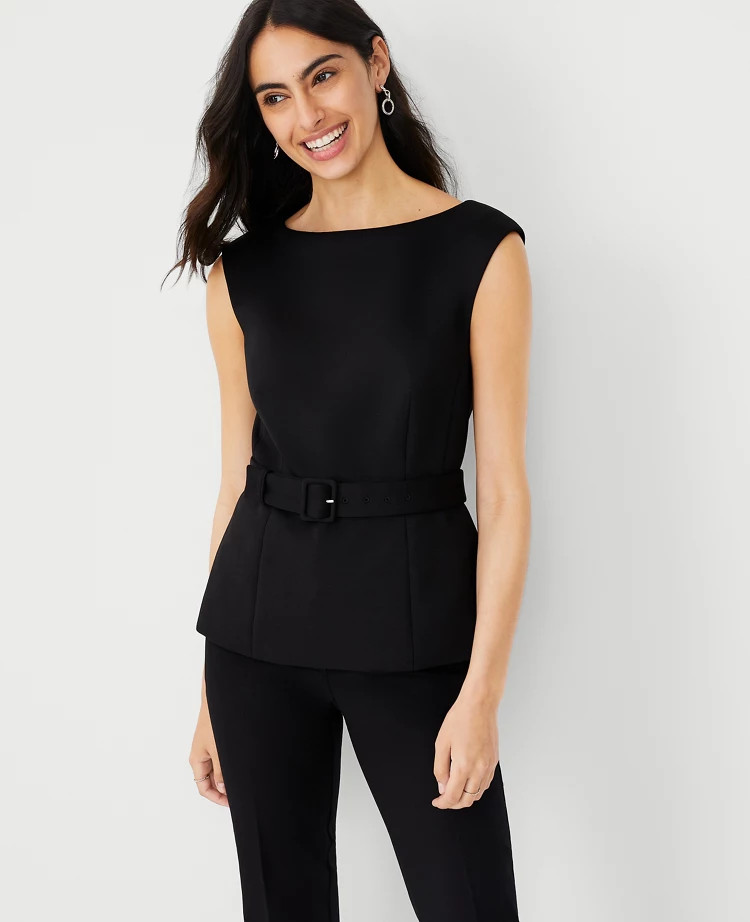 The Petite Belted Top in Double Knit | Ann Taylor (US)