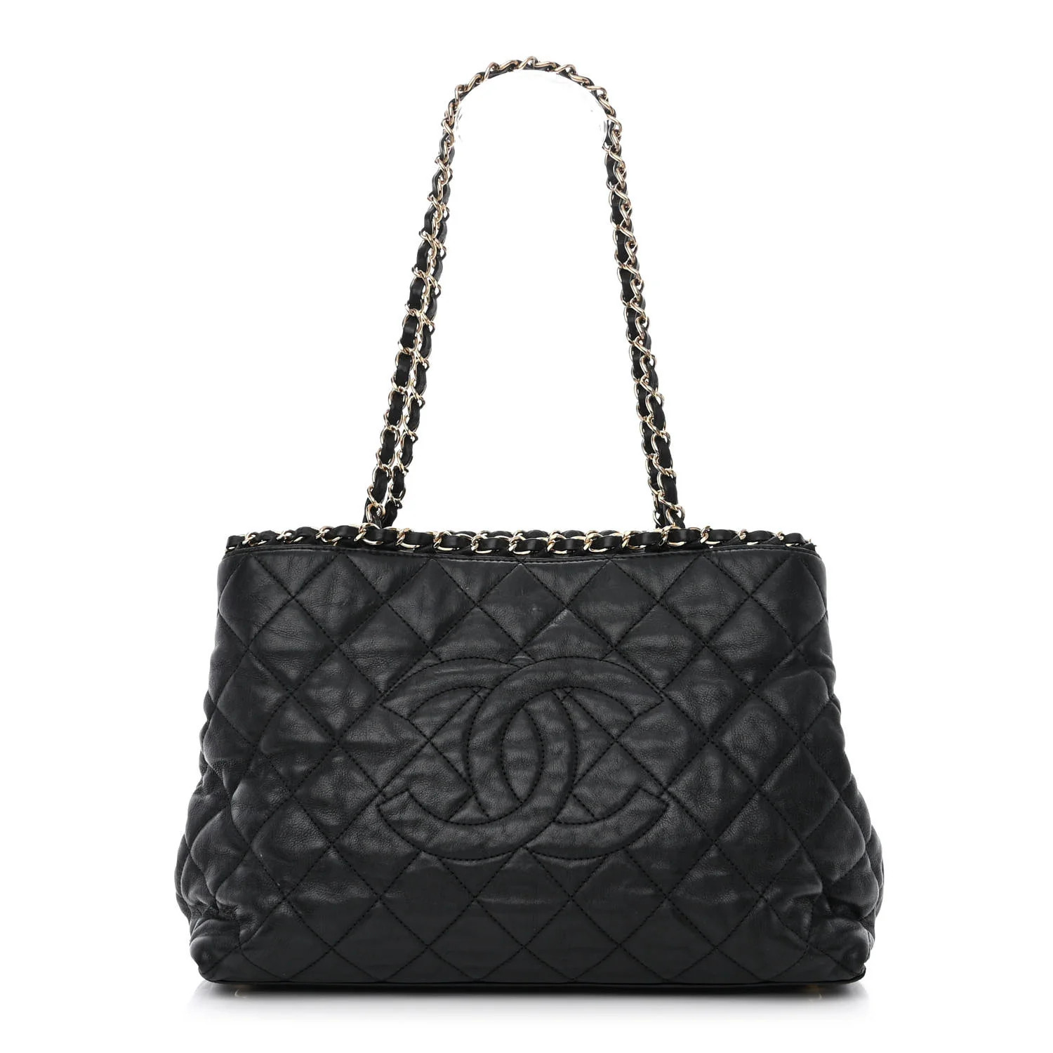 Calfskin Quilted Small Chain Me Tote Black | FASHIONPHILE (US)