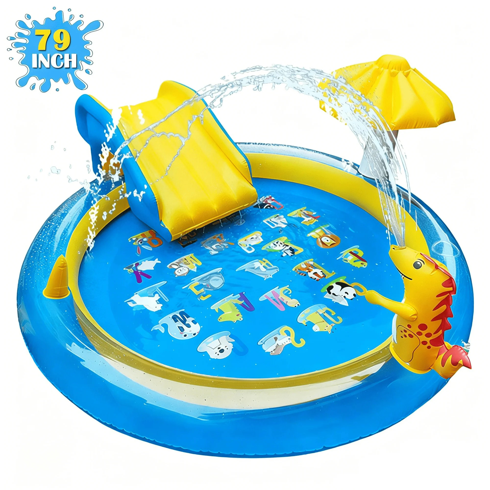 Richgv Splash Pad Sprinkler Play Mat with Slide, 78.7'' Inflatable Sprinkle Mat Outdoor Water Din... | Walmart (US)