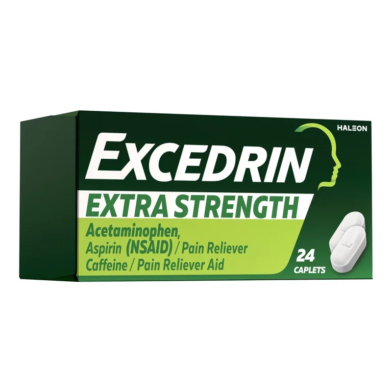 Excedrin Extra Strength Caplets for Headache Pain Relief, Acetaminophen 250Mg, Aspirin 250Mg, Caf... | Walmart (US)