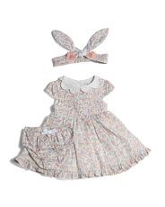 Newborn Girl Scalloped Collar Dress With Headband | TJ Maxx