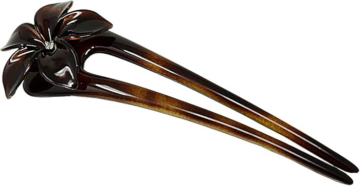 Parcelona French Belle Flower Large Tortoise Shell Brown Slide Hair Celluloid Chignon Bun Hair Up... | Amazon (US)