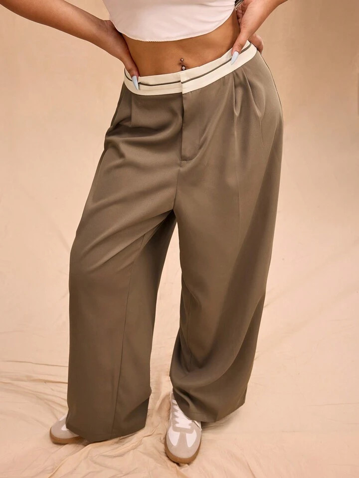 Forever 21 Plus Size Women Fashion Casual Color Block Straight Leg Pants | SHEIN USA | SHEIN