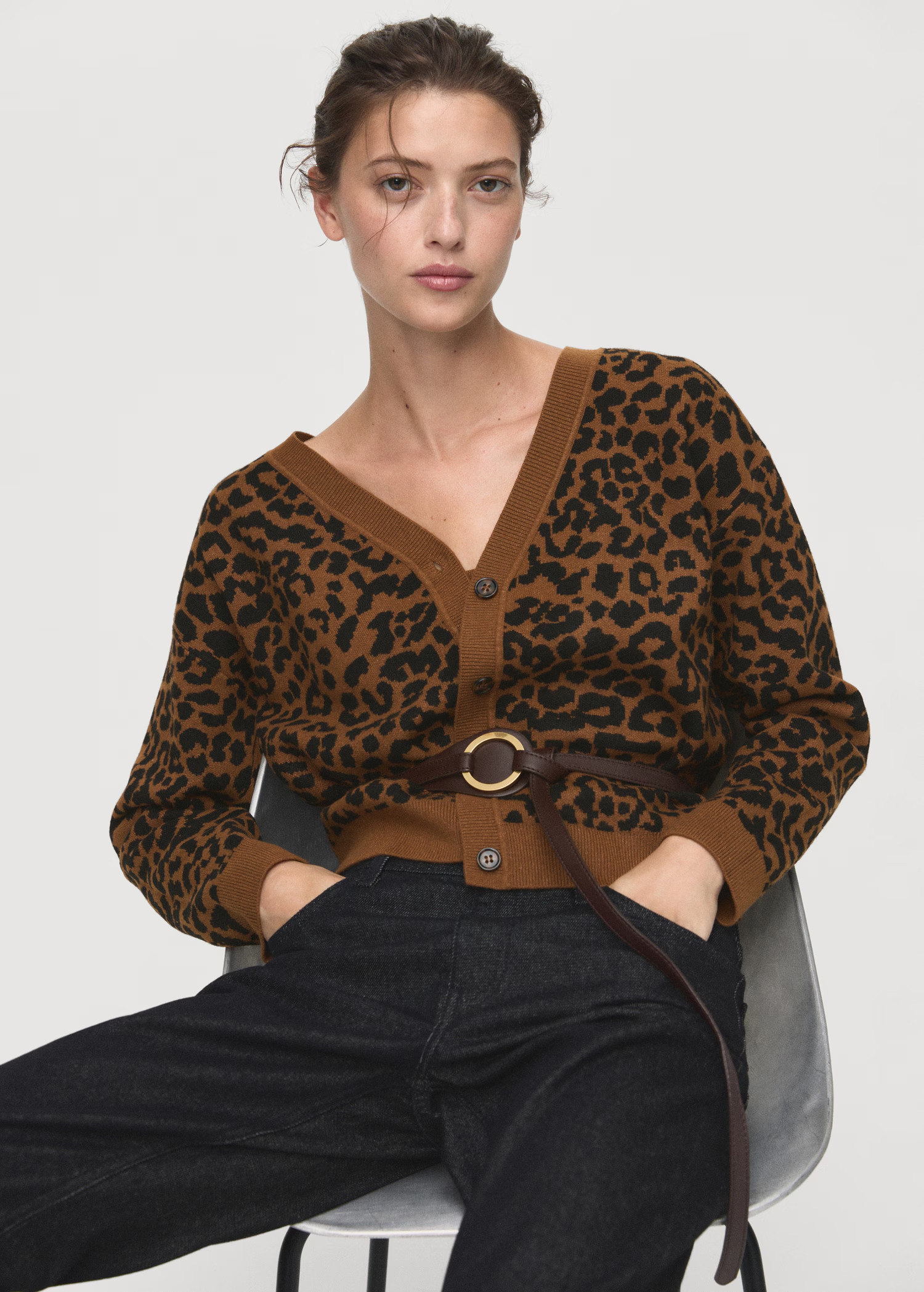 Leopard knit cardigan - Women | MANGO USA | Mango (US/MX/AU)