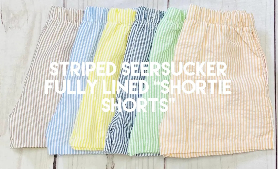 STRIPED Seersucker Fully Lined “shortie Shorts” 12m, 18m, 2t, 3t, 4t, 5t, 6t Light Blue, Yell... | Etsy (US)