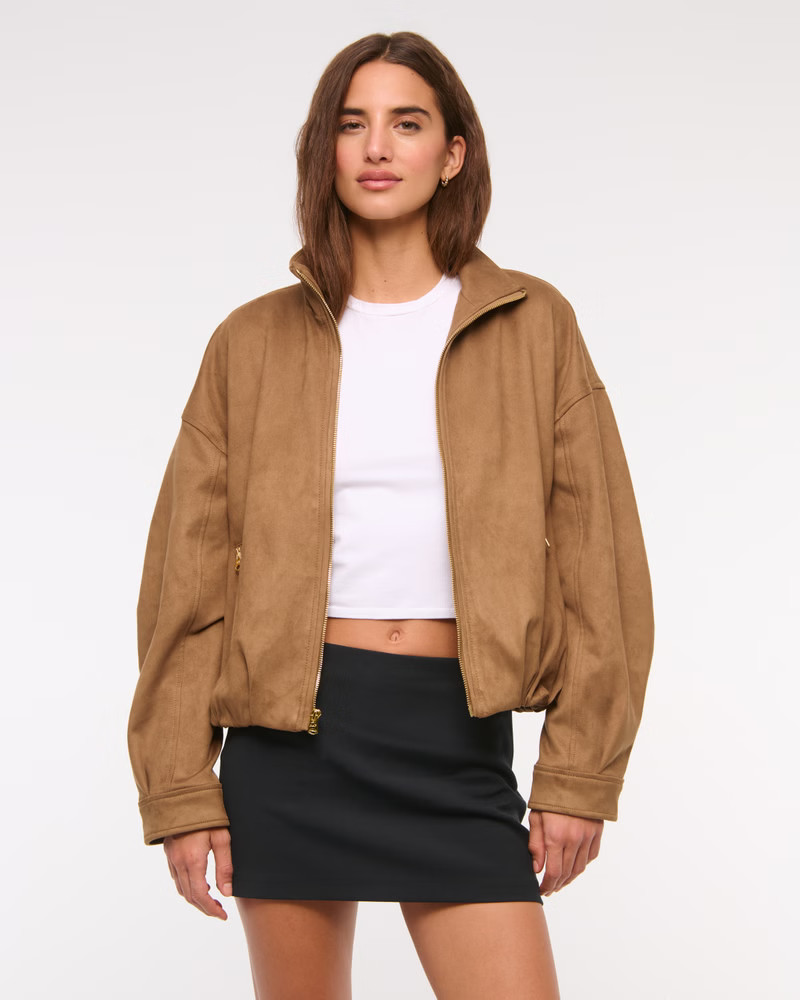 Vegan Suede Button-Through Jacket | Abercrombie & Fitch (UK)