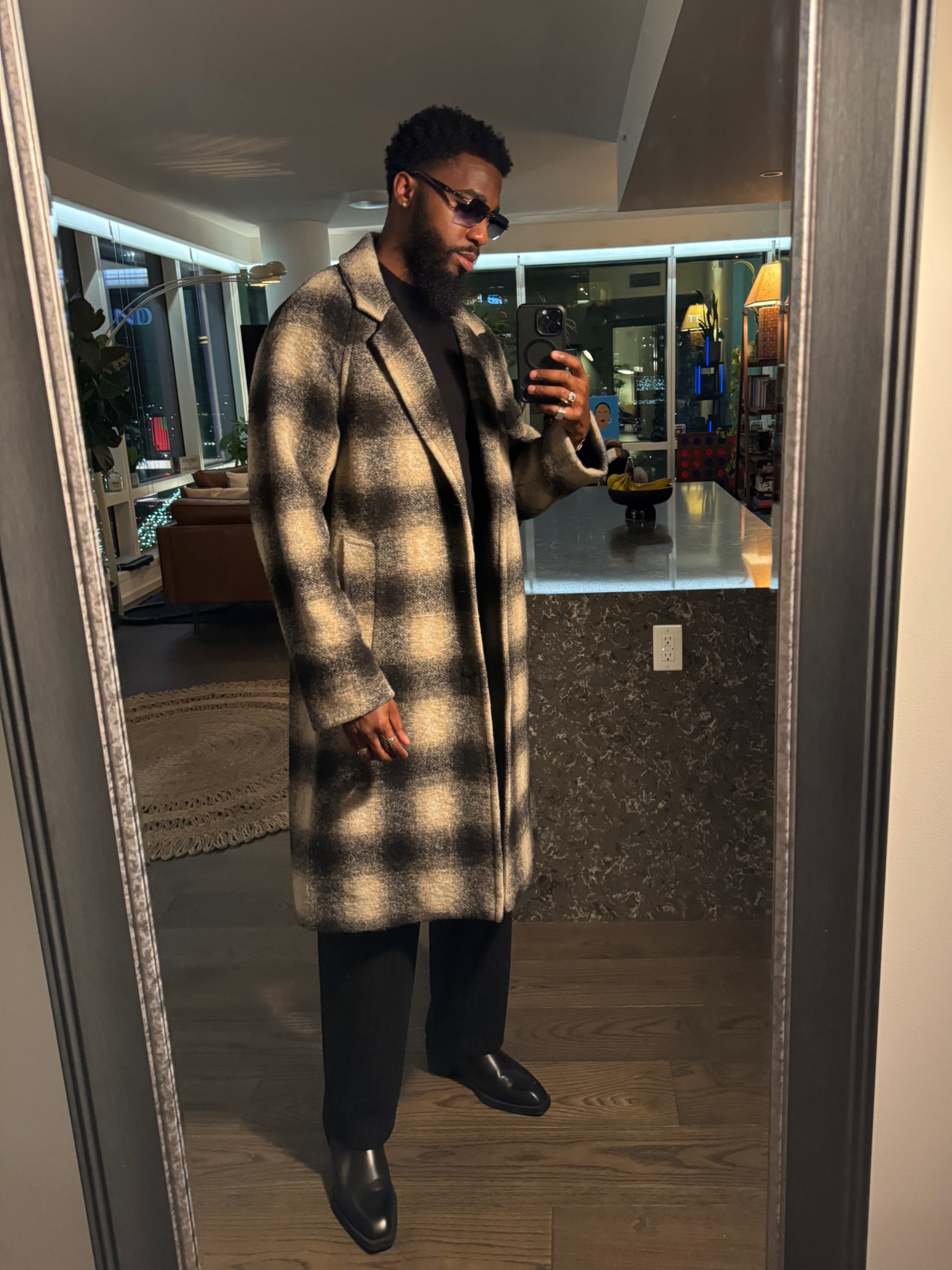 Winter inspo with plaid coat overcoat outfit and black accents. Links to items down below ⬇️ !

#LTKStyleTip #LTKMens