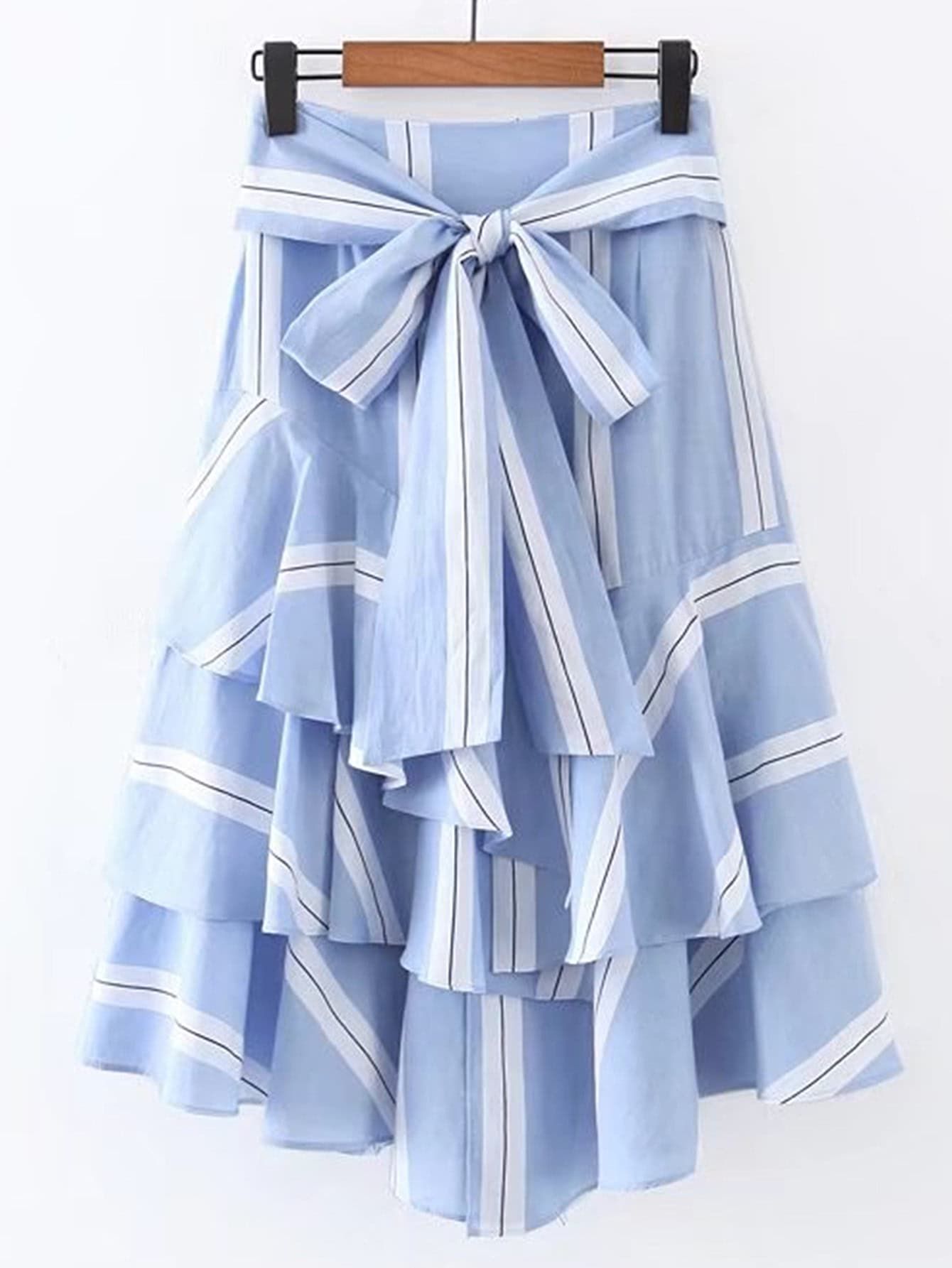 Bow Tie Waist Layered Ruffle Skirt | SHEIN