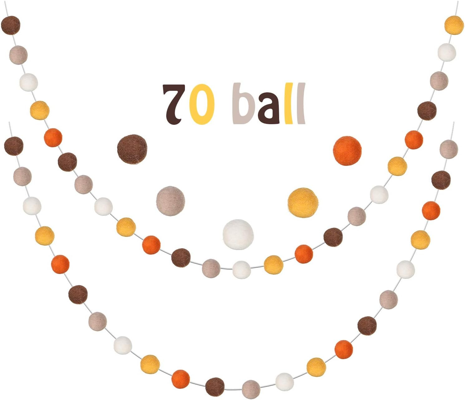 Wool Felt Ball Garland Colourful Felt Ball Pom Pom Garlands 9.84 Feet Long 70 Balls Felt Ball Gar... | Amazon (US)