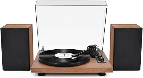 Vinyl Record Player Dual Bluetooth Turntable with HiFi Bookshelf Speakers Build in Preamp USB Rec... | Amazon (US)