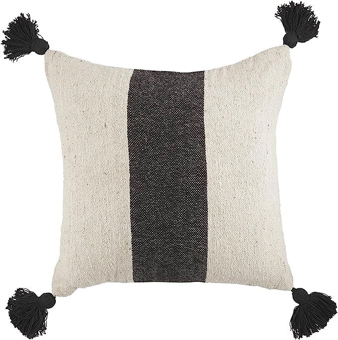 Mud Pie Black/White Ponchaa Pillow, 20" x 20", Single Stripe | Amazon (US)