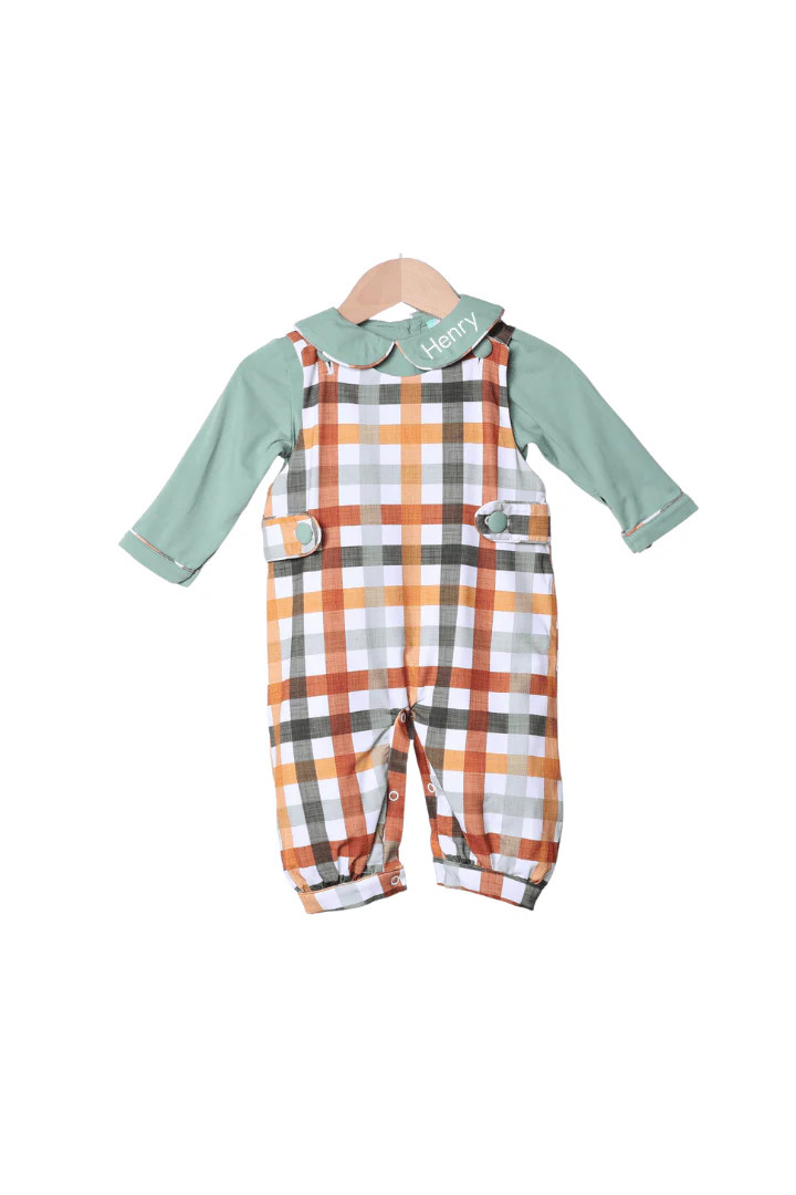 Fall Plaid Romper/Shirt Set | The Smocked Flamingo
