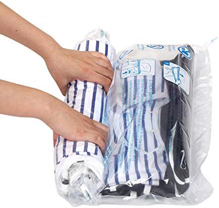 12 Travel Compression Bags, Hibag 12-Pack Roll-Up Space Saver Storage Bags for Travel, Suitcase S... | Amazon (US)