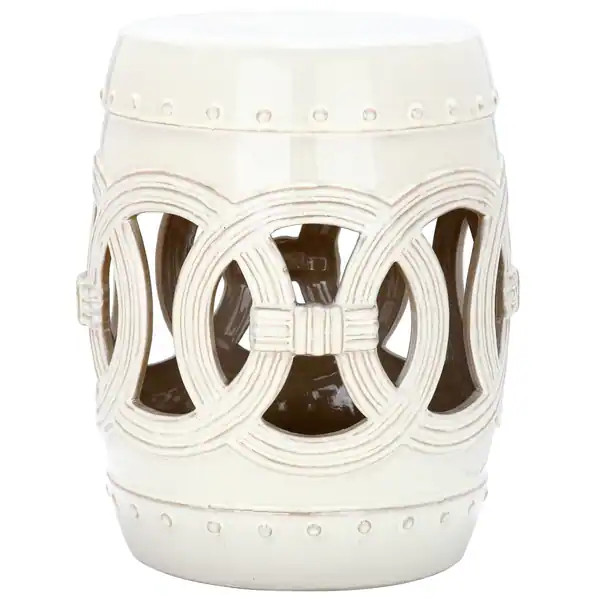 SAFAVIEH Paradise Double Coin Cream Ceramic Decorative Garden Stool - Bed Bath & Beyond - 7731242 | Bed Bath & Beyond