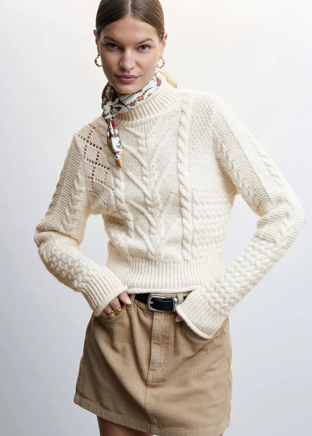 Braided turtleneck sweater | MANGO (US)