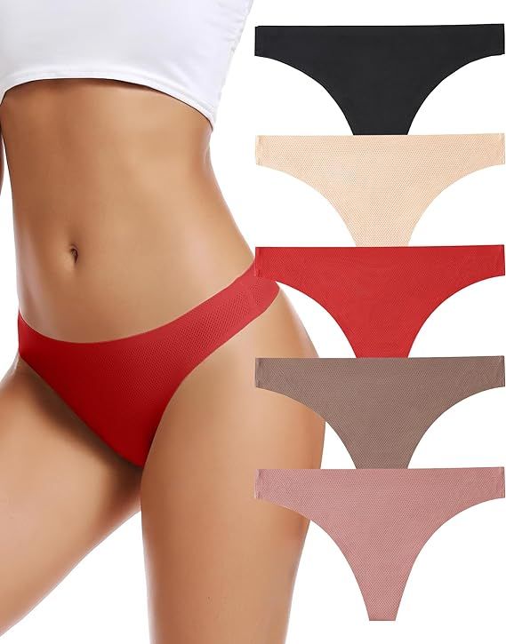 voenxe Seamless Women Underwear Thongs,No Show Ladies Thong,No Line Breathable Comfortable Pantie... | Amazon (US)