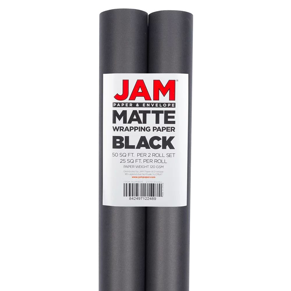 JAM Paper & Envelope Wrapping Paper, Matte Black, 25 Sq ft, All Occasion, 2 Pack | Walmart (US)