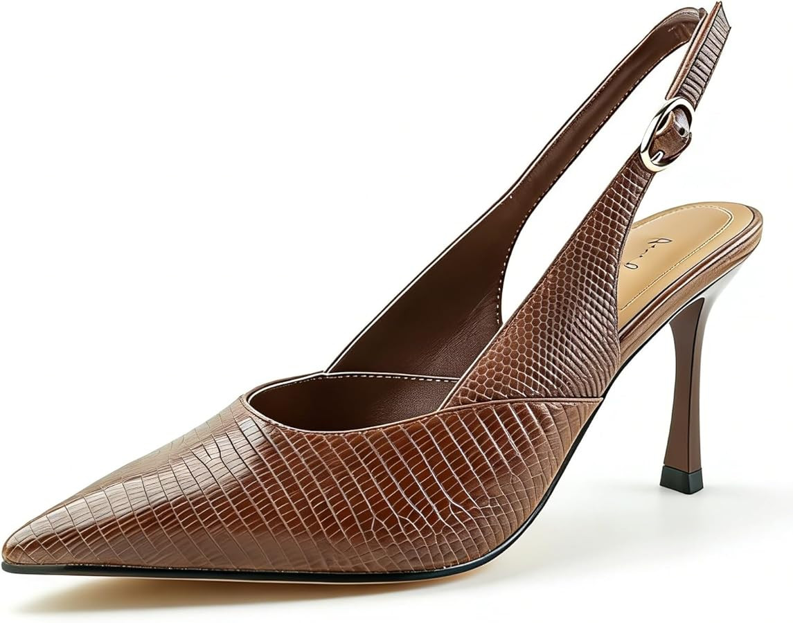 Women's Elegant Slingback Closed Pointed Toe Stiletto Adjustable Heels Pumps Evening Wedding Form... | Amazon (US)