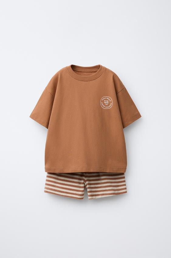 STRIPED TOWEL T-SHIRT AND BERMUDA SET | Zara US