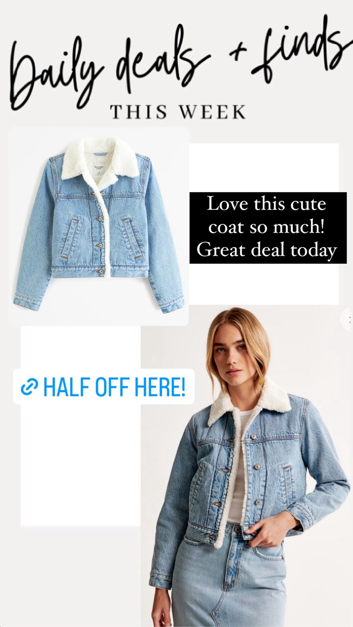 Darling denim and Sherpa coat on such a great sale over at Abercrombie today! 

#LTKsalealert #LTKstyletip #LTKfindsunder100