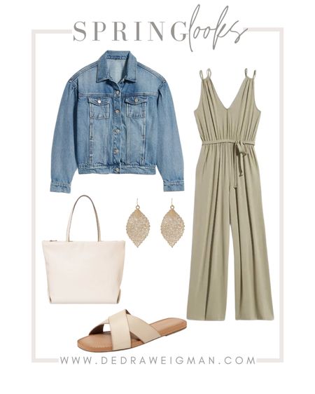 Spring outfit idea! This jumpsuit is perfect for spring paired with a jean jacket.

#jeanjacket #jumpsuit #springoutfit 

#LTKSeasonal #LTKunder50 #LTKstyletip