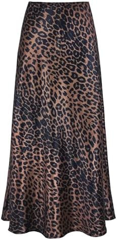 Women's Satin High Waisted Maxi Skirts Hidden Elasticized Waistband A Line Long Skirt | Amazon (US)