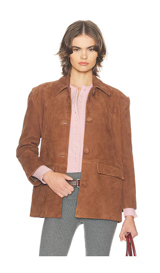 The Schoolhouse Jacket in Suede in Chestnut | Revolve Clothing (Global)