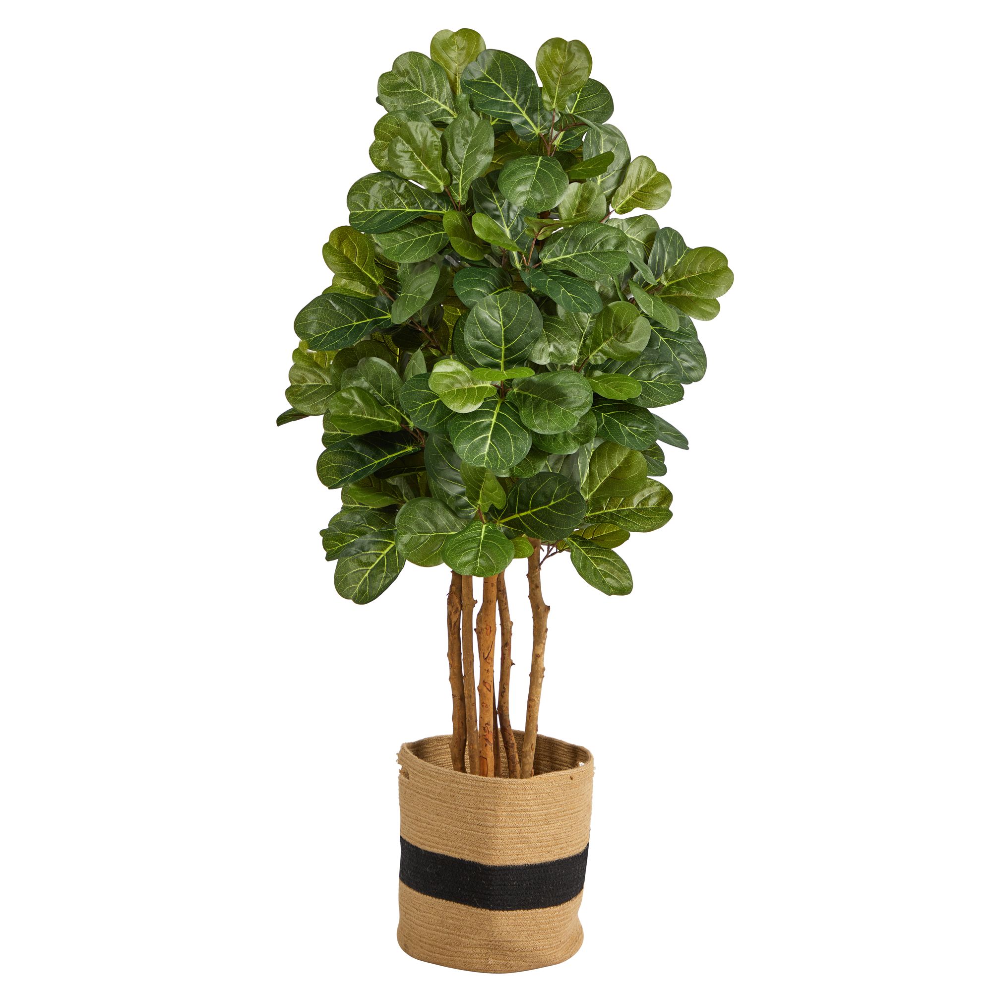 Nearly Natural 5' Fiddle Leaf Artificial Tree in Natural Jute Planter | Walmart (US)
