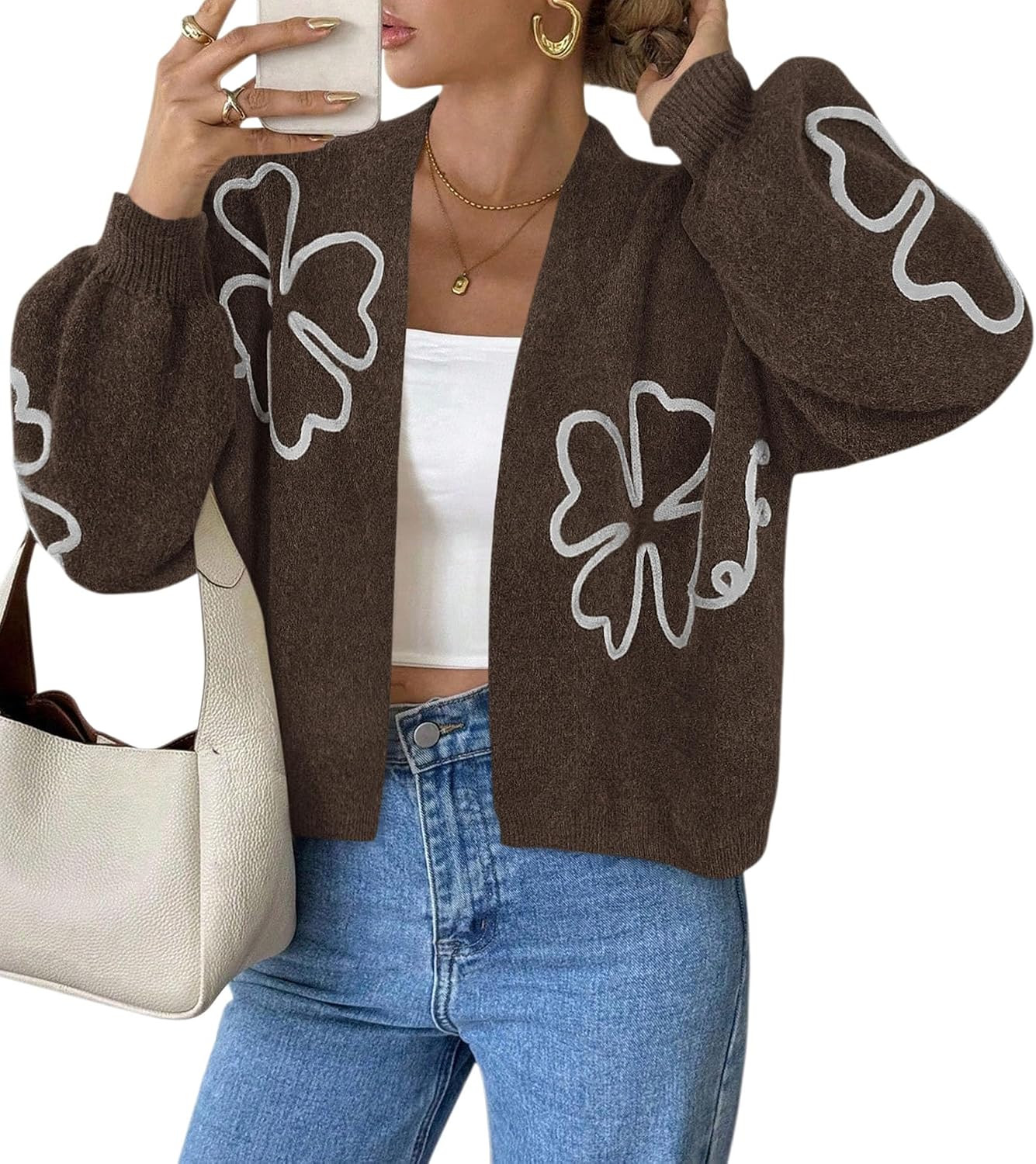 PRETTYGARDEN Women's Floral Oversized Cardigan Sweaters Trendy Fall Outfits | Amazon (US)