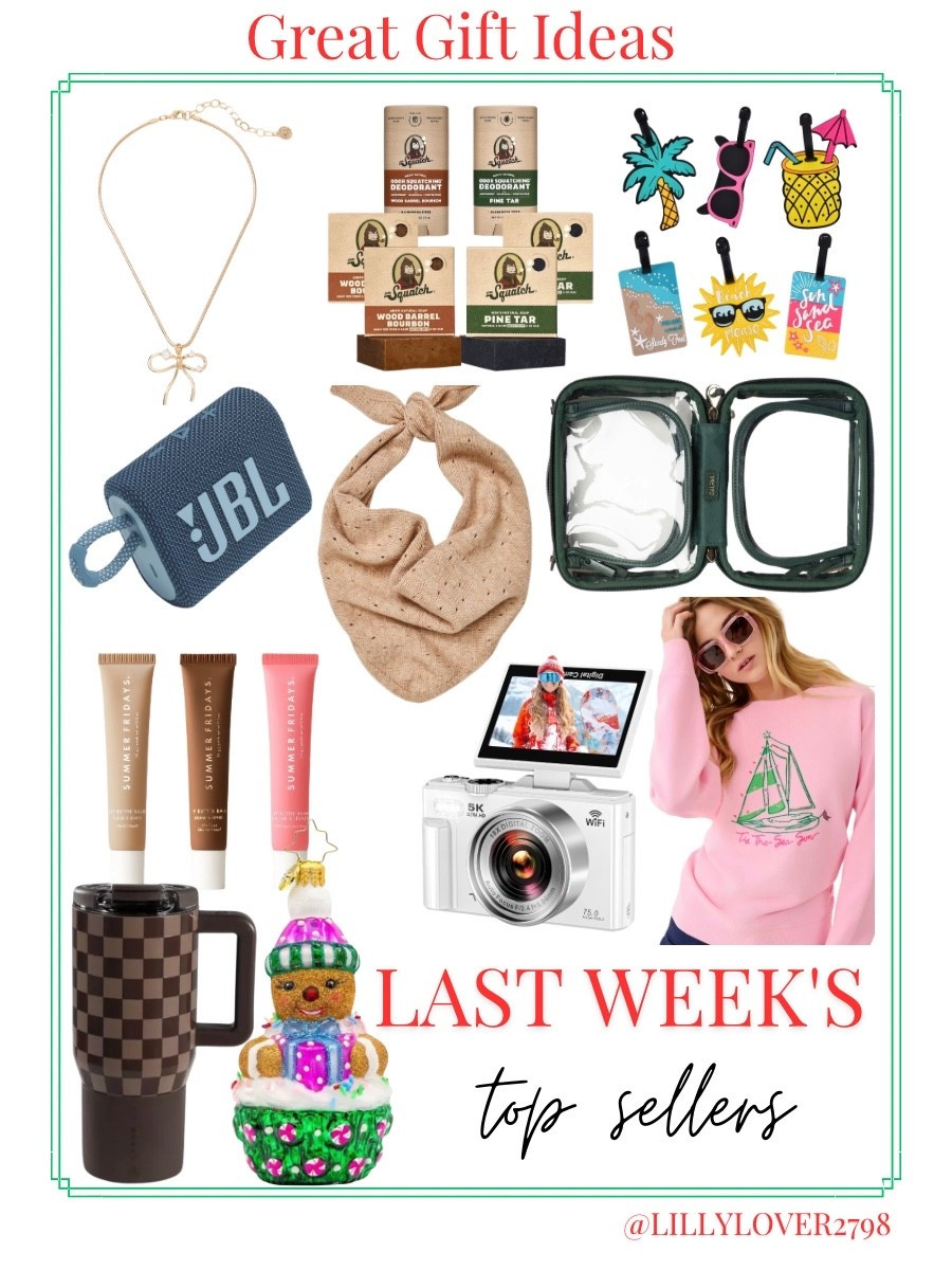 Gift Ideas 

These were my top sellers last week. Great gift ideas for everyone on your list - for teens, for him, for the traveler, for mom etc. 

I own several of these products and have purchased them for gifts! I have linked these and several of my favorites below. 

#LTKTravel #LTKBeauty #LTKMens #LTKFindsUnder50 

gift for him, gift for her, gift for the traveler, gift for teens, teen gifts, holiday gifts, stocking stuffers, teen stocking stuffers, cosmetic bag, weekender bag. Triangle scarf, speaker, Squatch, Calpak, necklace. summer Friday’s, hydro jug,travel mug, luggage tags, ornament, 



#LTKHoliday #LTKGiftGuide #LTKSaleAlert