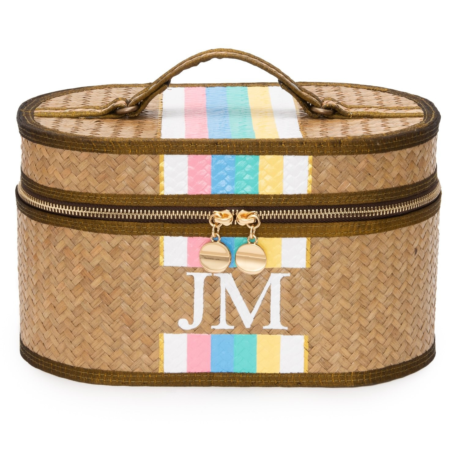 Cosmetic Straw Vanity Case Rainbow with Initials | Lily and Bean