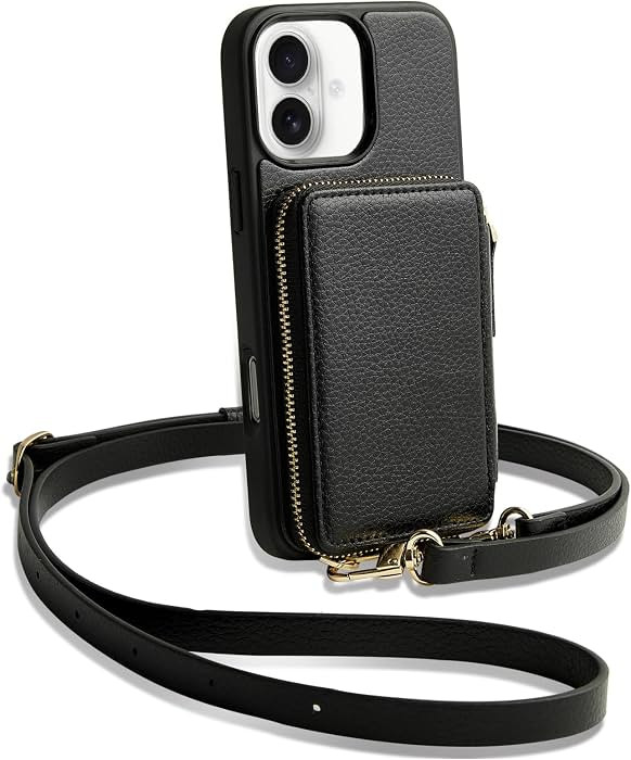 ZVE for iPhone 16 Case Wallet with Card Holder, RFID Blocking Zipper Phone Purse with Adjustable ... | Amazon (US)