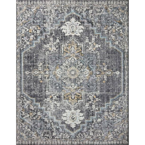 Loloi II Cassandra Collection CSN-02 Charcoal / Gold Oriental Area Rug 6'-7" x 9'-3" - Walmart.co... | Walmart (US)