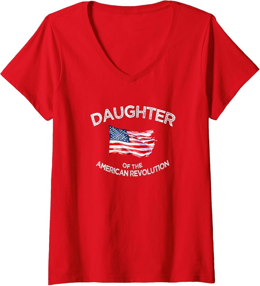 Women's Daughter of American Revolution DAR Star Historic USA V-Neck T-Shirt | Amazon (US)