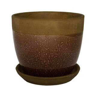 8 in. Dia Brown Geode Ceramic Planter | The Home Depot