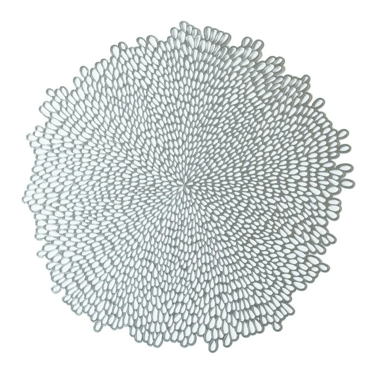 Mainstays Blossom Pressed Vinyl Table Placemat Silver 15.25" x 15.5" - Walmart.com | Walmart (US)