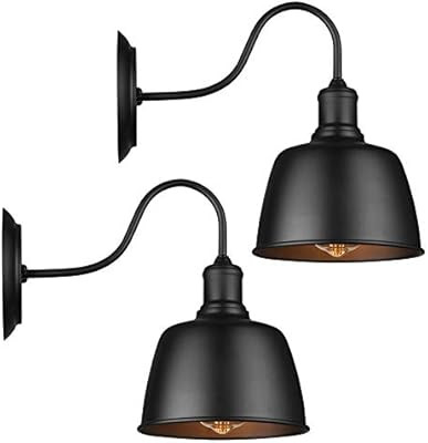Black Gooseneck Barn Wall Light Wall Sconce Lighting Industrial Retro Farmhouse E26 Wall Lamp Led... | Amazon (US)
