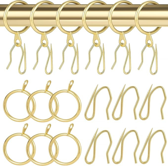62 Pieces Metal Drapery Curtain Rings Curtain Hanging Rings and 62 Pieces Metal Curtain Drapery P... | Amazon (US)