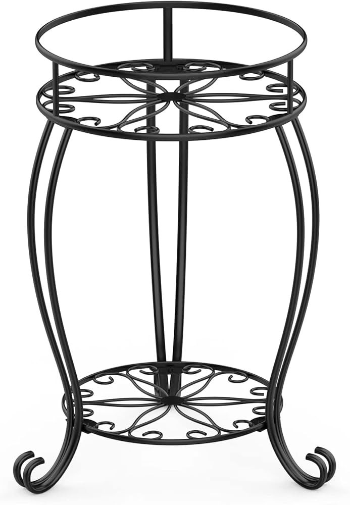 FaithLand Plant Stand, Heavy Duty Metal Planter Holder Indoor Outdoor, 2 Tier Round Potted Suppor... | Amazon (US)