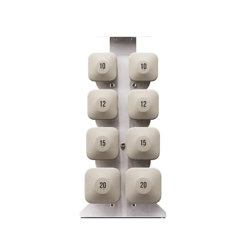 WeGym SafeGrip Dumbbells (10+12+15+20LB, Pair, Sandstone) with White Dumbbell Rack, for Secure Workouts at Home or Gym, for Yoga, Pilate and Strength Training | Amazon (US)