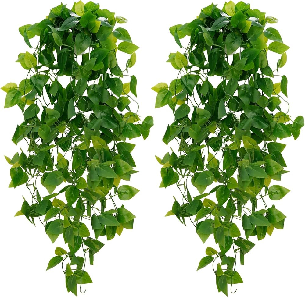 BLEUM CADE Fake Hanging Plants, 2pcs Artificial Hanging Plant, Faux Pothos Vines Hanging Plant Gr... | Amazon (US)