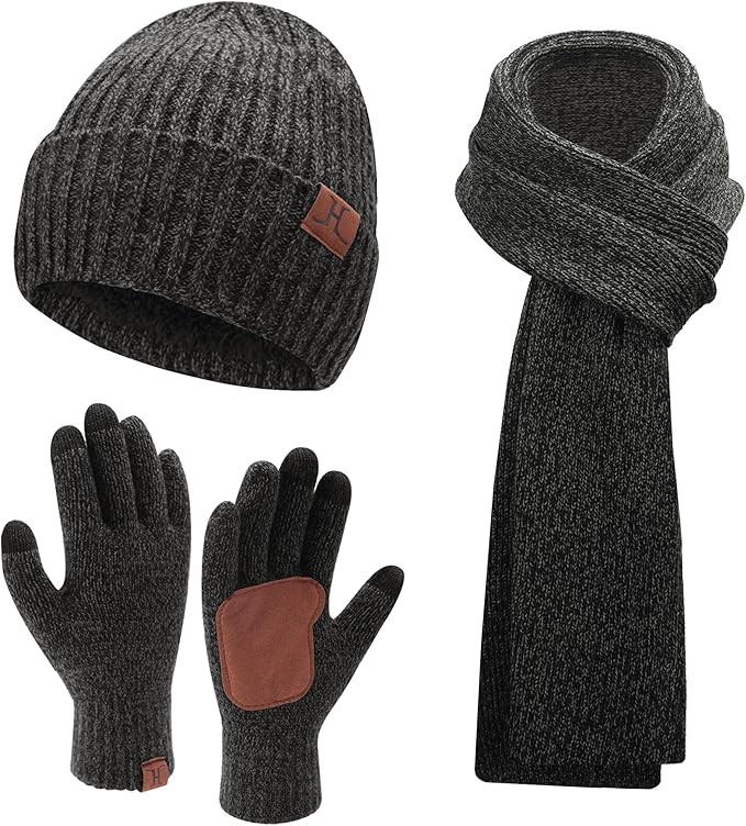 FZ FANTASTIC ZONE Mens Winter Knit Hat Beanie Long Neck Scarf Touchscreen Gloves Set Fleece Skull... | Amazon (US)