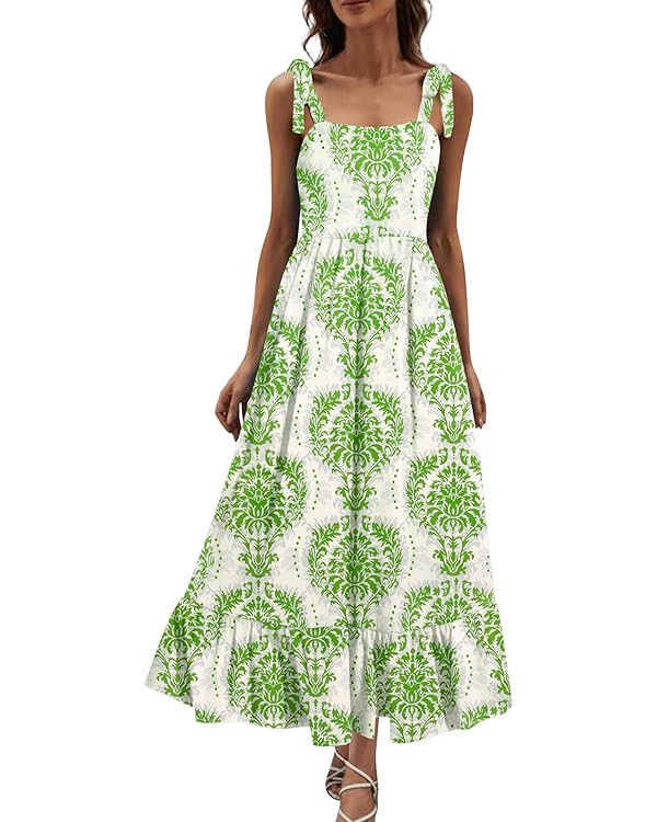 Zeagoo Women Summer Maxi Dress with Pockets 2025 Spaghetti Strap Sundress Casual Flowy Boho Dress... | Amazon (US)