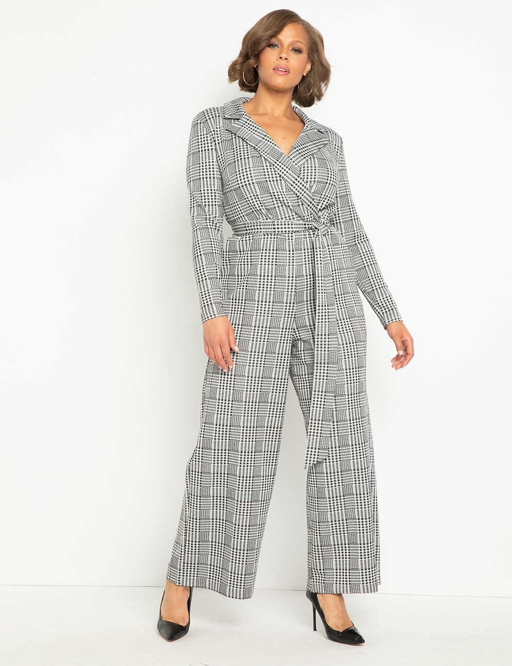 Wide Leg Jumpsuit with Lapel | Women's Plus Size Dresses | ELOQUII | Eloquii