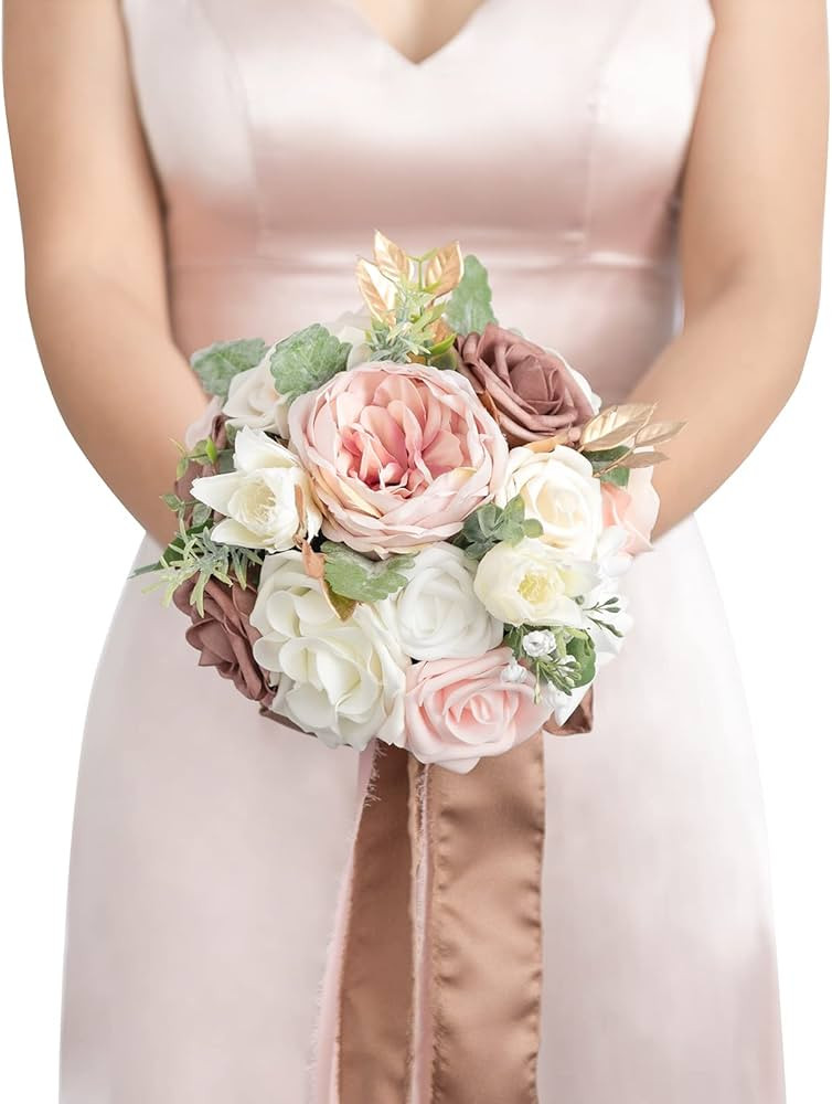 Ling's Moment Pink Bridesmaid Bouquet, Dusty Rose Wedding Bouquets for Bridesmaids, 7 Inch Dusty ... | Amazon (US)