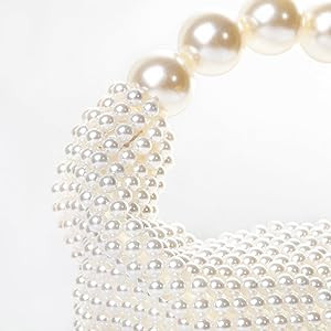 Women Pearl Beaded Clutch Handle Bag Evening HandBag for Wedding Party | Amazon (US)