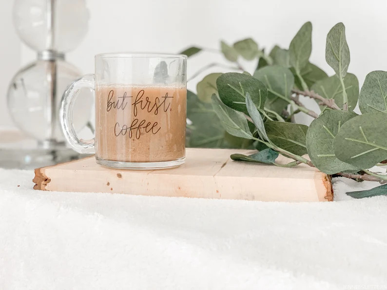 Customizable Coffee Mug, Clear Mug, New Mom Gift, Cute Coffee Mug, Handlettered Mug, Gift for Her... | Etsy (US)