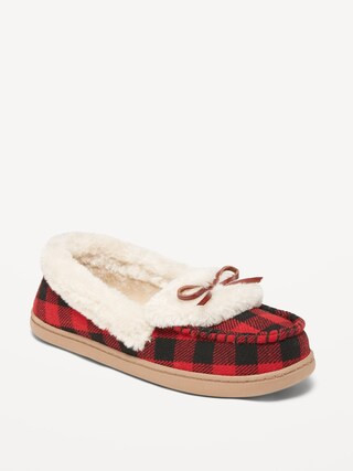 Sherpa-Lined Gingham Cozy Moccasin Slippers For Women | Old Navy (US)