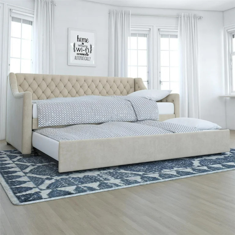 Little Seeds Monarch Hill Ambrosia Daybed and Trundle, Ivory Velvet, Twin | Walmart (US)