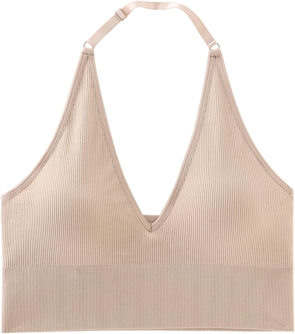 INIBUD Workout Halter Top for Women Bralette Crop Tanks Sports Bras with Adjustable Strap Seamles... | Amazon (US)